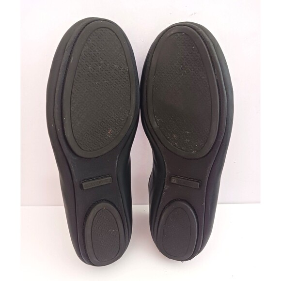 Tory Burch Minnie Ballet Flat Blk Leather Gold Logo Flexible Sole 8.5M - Picture 8 of 10